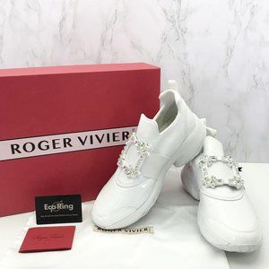 Roger Vivier Women's Rhinestone White Sneakers